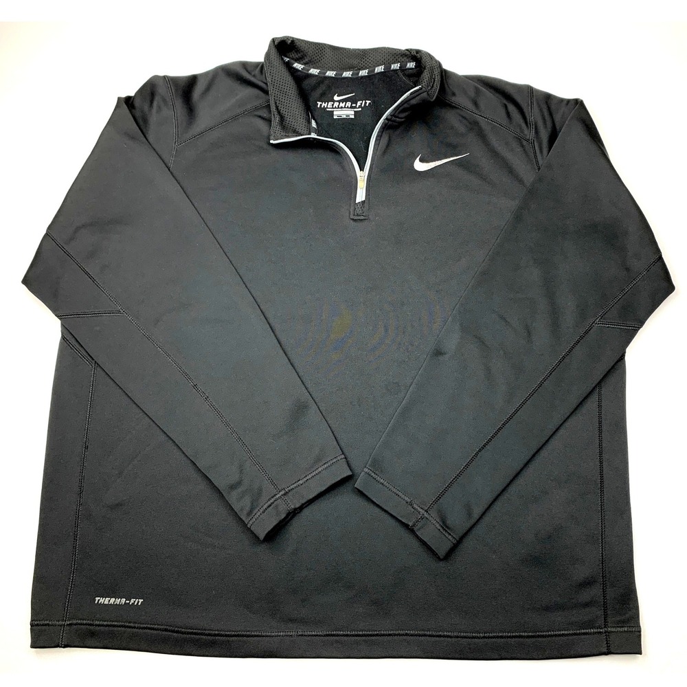 Nike Therma-FIT Mens 2XL Black Quarter Zip Pullover Fleece Jacket 715199-011